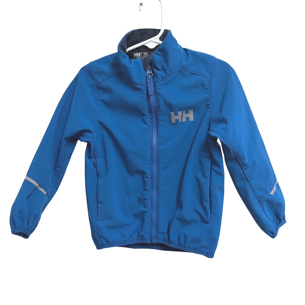 Helly Hansen Kids Softshell Jacket Blue Fleece Lined Reflective Active Size 2